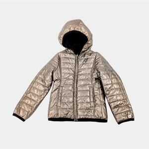 Atlantis Weathergear Puffer Jacket Girl 5/6 Metallic‎ Gold Tone Black Reversible